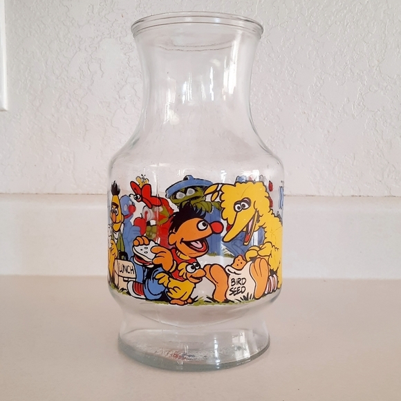 Vintage Other - Vintage Sesame St. Glass Juice Carafe Jar Pitcher